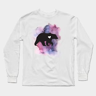 Watercolor Bear Heart Long Sleeve T-Shirt